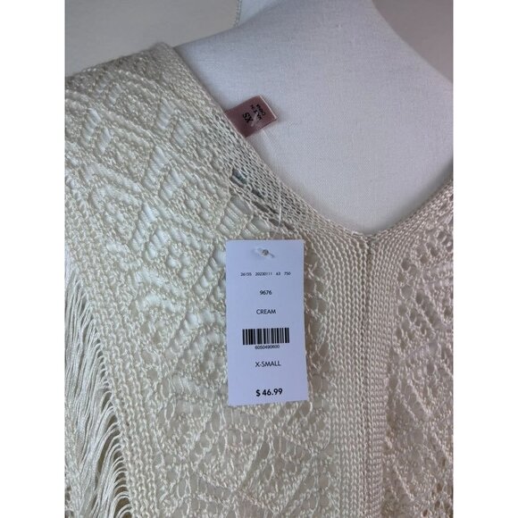 Willow+Root‎ women's XS cream crocheted lace up cropped bell sleeve boho top - Picture 9 of 11